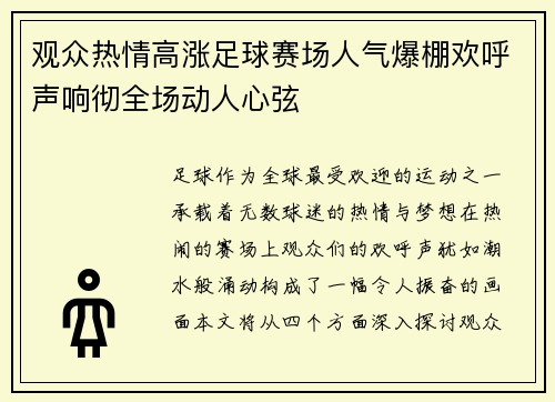 观众热情高涨足球赛场人气爆棚欢呼声响彻全场动人心弦